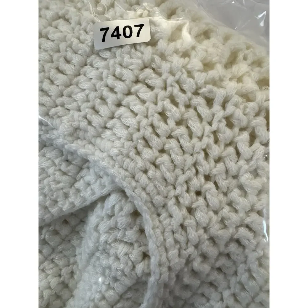 Tiger Mist XS Ivory Crochet Open Back Tie Long Sleeve Crop Top Festival #7407